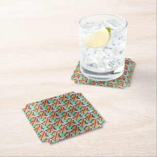 Dessous-de-verre En Papier Design à motif géométrique rythmique Pêche & Menth