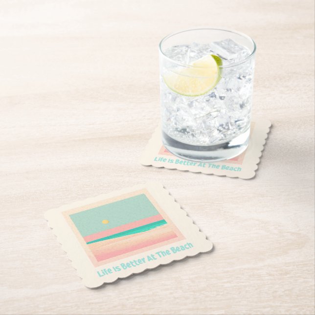Dessous-de-verre En Papier Design de plage (En situation)