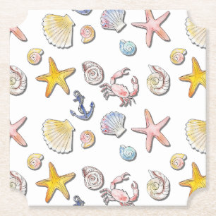 Dessous-de-verre En Papier Design de plage simple et agréable