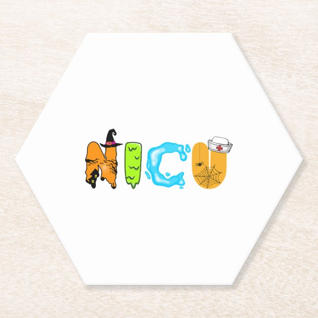 Dessous-de-verre En Papier Design d'Halloween NICU Cute (Devant)