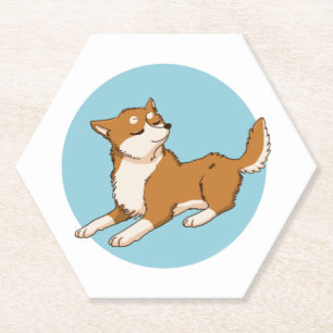 Dessous-de-verre En Papier Design shiba bleu.