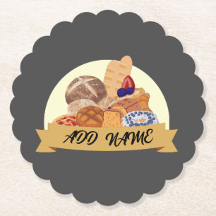 Dessous-de-verre En Papier dessert moderne Boulangerie de pain nom personnali