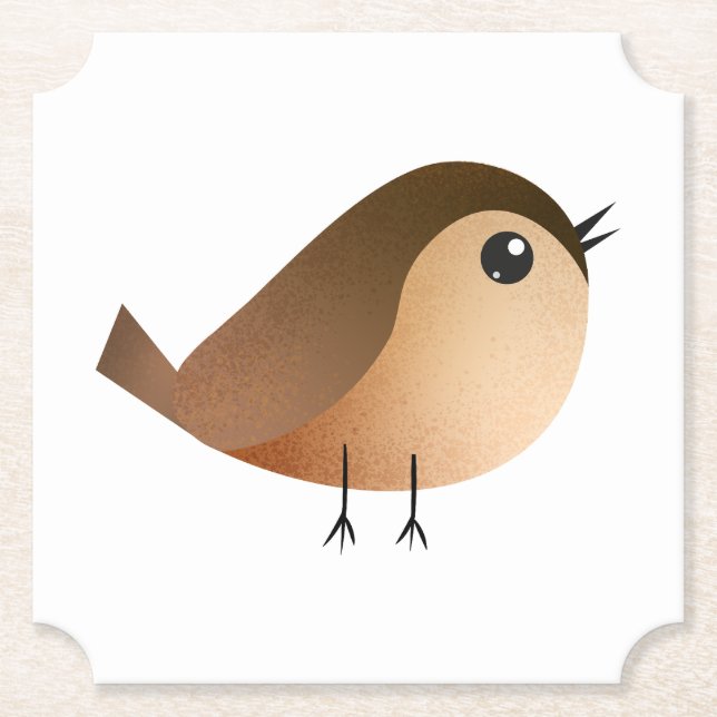 Dessous-de-verre En Papier Dessin Animé d'Oiseau Moineau (Devant)