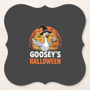 Dessous-de-verre En Papier Dessin animé rétro d'oie sorcière d'Halloween de G