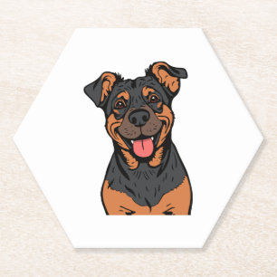 Dessous-de-verre En Papier Dessin animé Rottweiler heureux - Chien mignon et 