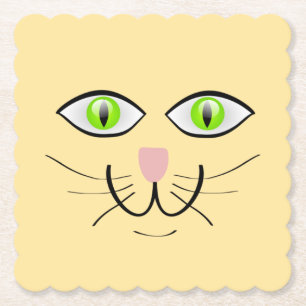 Dessous-de-verre En Papier Dessin animé visage drôle de chat-29034