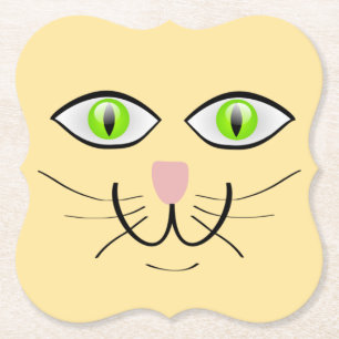 Dessous-de-verre En Papier Dessin animé visage drôle de chat-29034