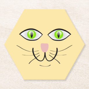 Dessous-de-verre En Papier Dessin animé visage drôle de chat-29034