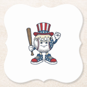 Dessous-de-verre En Papier Dessin de mascotte de baseball patriotique gravure
