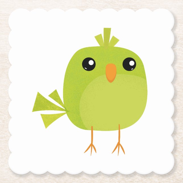 Dessous-de-verre En Papier Dessin d'oiseau vert (Devant)