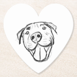 Dessous-de-verre En Papier dessin pitbull simple amoureux des chiens noir bla