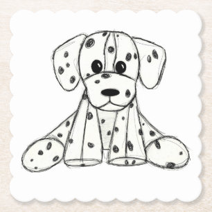 Dessous-de-verre En Papier Dessin simple de contour de chien en peluche dalma