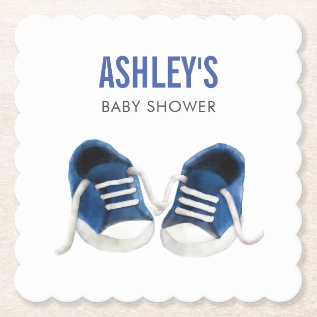 Dessous-de-verre En Papier Dessous de verre Baby shower Basket bleu, Dessous  (Devant)