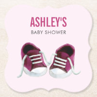 Dessous de verre Baby shower Basket rose, Dessous 