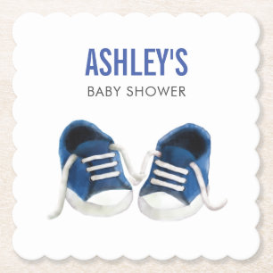Dessous-de-verre En Papier Dessous de verre bleus de baby shower de baskets,