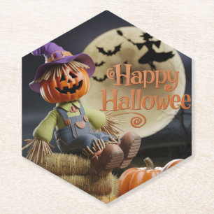 Dessous-de-verre En Papier Dessous de verre Citrouille de nuit éffrayant