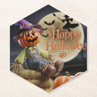 Dessous-de-verre En Papier Dessous de verre Citrouille de nuit éffrayant