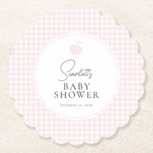 Dessous-de-verre En Papier Dessous de verre de Baby shower rose En vichy cygn
