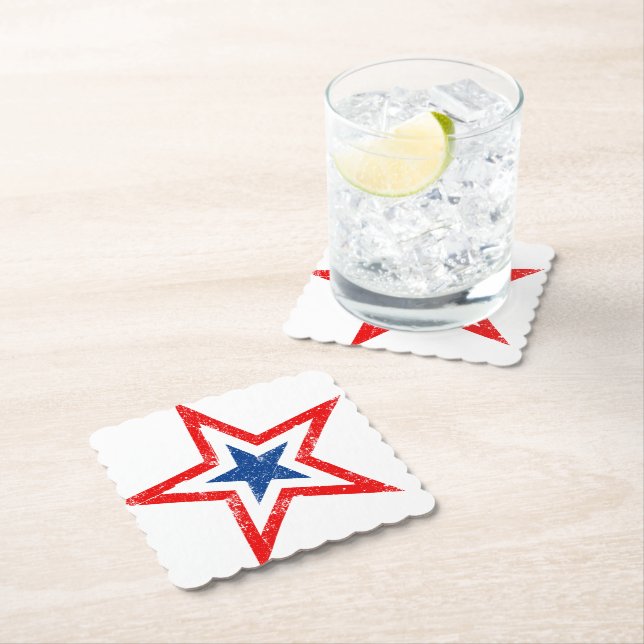 Dessous-de-verre En Papier Dessous de verre de boisson Patriotic Star (En situation)