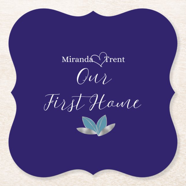 Dessous-de-verre En Papier Dessous de verre de chauffage bleu marine moderne (Devant)