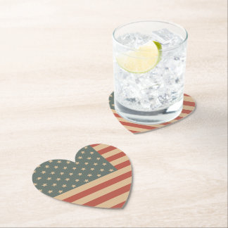 Dessous-de-verre En Papier Dessous de verre de papier cardiaque patriotique
