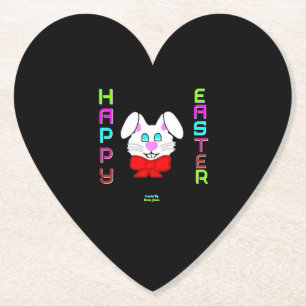 Dessous-de-verre En Papier Dessous de verre de papier de coeur Bunny de Pâque