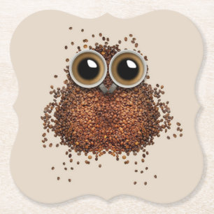 Dessous-de-verre En Papier Dessous de verre de papier de hibou de café