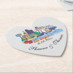 Dessous-de-verre En Papier Dessous de verre de papier en forme de coeur perso<br><div class="desc">Dessous de verre mariage personnalisé avec une silhouette emblématique de Las Vegas dont le célèbre panneau d'accueil. Ajoutez les noms et la date du couple.</div>