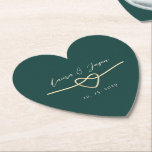 Dessous-de-verre En Papier Dessous de verre de papier Mariage Emerald Green H<br><div class="desc">Célébrez votre amour avec ce dessous de verre mariage vert émeraude en forme de coeur romantique, avec un coeur de corde or chic et des noms et des dattes élégants. Parfait pour les mariages, les dîners de répétition et les soirées de fiançailles, personnalisées et élégantes ! Besoin d'aide ? Courriel...</div>