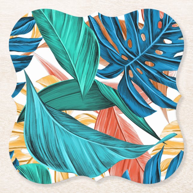 Dessous-de-verre En Papier Dessous de verre de papier motif d'été tropical (Devant)