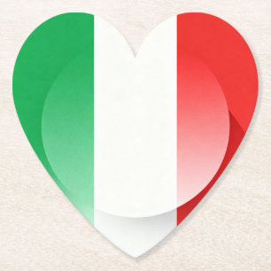 Dessous-de-verre En Papier Dessous de verre drapeau italien en forme de cœur