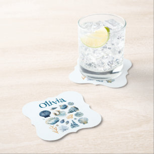 Dessous-de-verre En Papier Dessous de verre en coquillage bleu - Nom personna