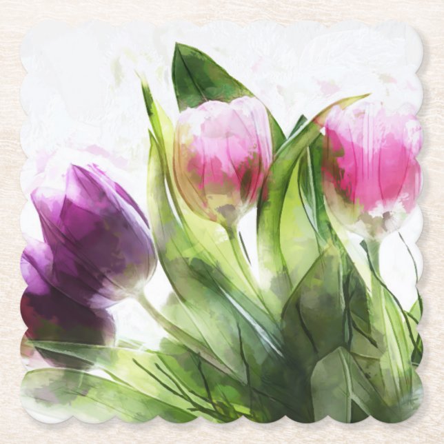 Dessous-de-verre En Papier Dessous de verre en papier à aquarelle de printemp (Devant)