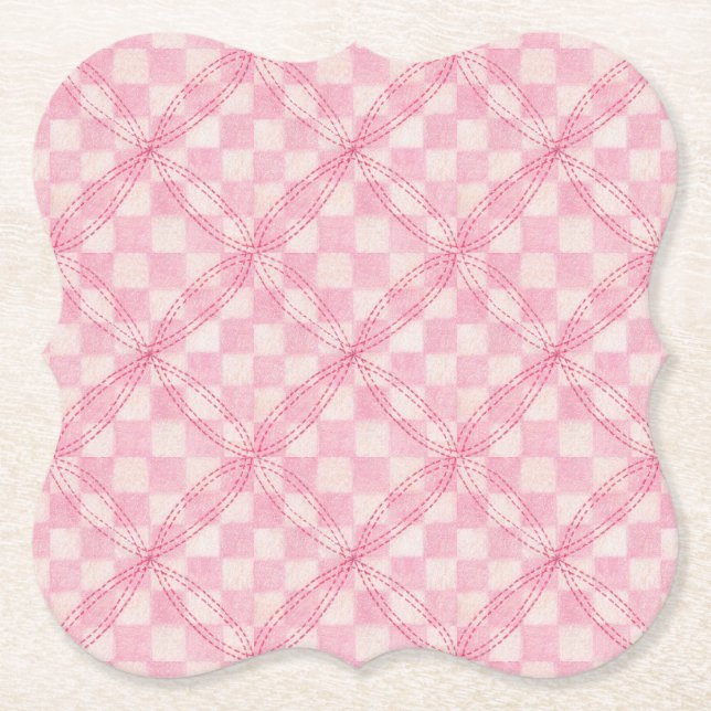 Dessous-de-verre En Papier Dessous de verre en papier à crochet PINK CHECK (Devant)