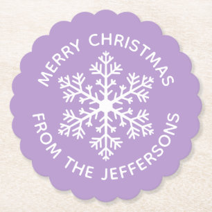 Dessous-de-verre En Papier Dessous de verre en papier de flocon de neige viol