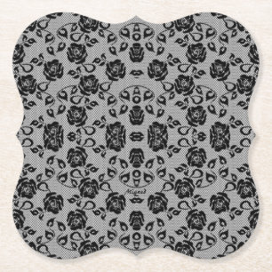 Dessous-de-verre En Papier Dessous de verre en papier de pêche Rose Faux Blac