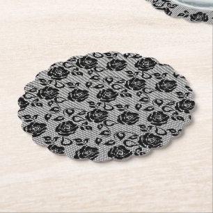 Dessous-de-verre En Papier Dessous de verre en papier de pêche Rose Faux Blac