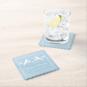 Dessous-de-verre En Papier Dessous de verre en papier Mariage bleu Lovebird F