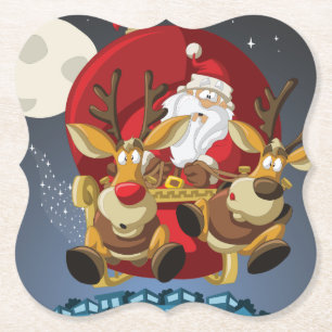 Dessous-de-verre En Papier Dessous de verre en papier Noël Père Noël & rennes