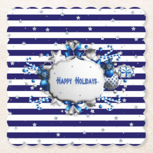 Dessous-de-verre En Papier Dessous de verre en papier rayé bleu Noël