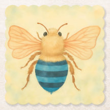 Dessous de verre en plastique abeille à bandes ble