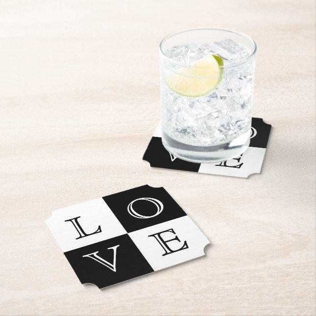 Dessous-de-verre En Papier Dessous de verre mariage Love (En situation)