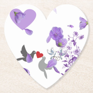 Dessous-de-verre En Papier Dessous de verre Mariage romantique en forme de co