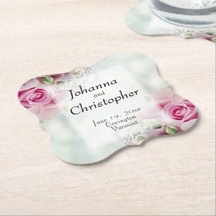 Dessous-de-verre En Papier Dessous de verre Mariage rose Roses