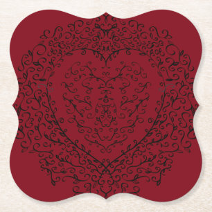 Dessous-de-verre En Papier Dessous de verre Mariages gothiques du coeur rouge