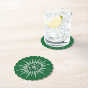 Dessous-de-verre En Papier Dessous de verre - Motif Starburst en vert foncé