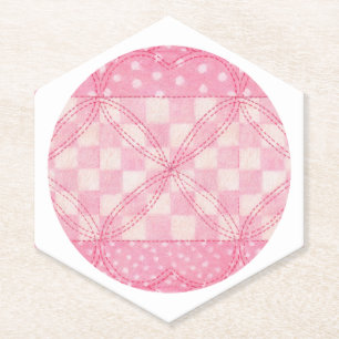 Dessous-de-verre En Papier Dessous de verre papier Hexagon POINTE COEUR ROSE 