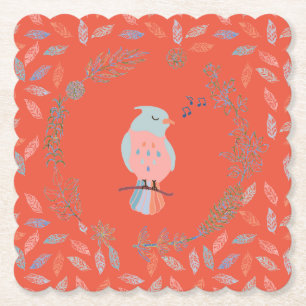 DESSOUS-DE-VERRE EN PAPIER DESSOUS DE VERRE PAPIER : OISEAU CHANTEUR