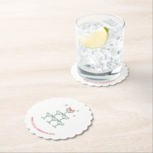Dessous-de-verre En Papier Dessous de verre pour fête de Noël Bow vert rétro