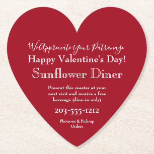 Dessous-de-verre En Papier Dessous de verre promotionnels de Saint-Valentin -